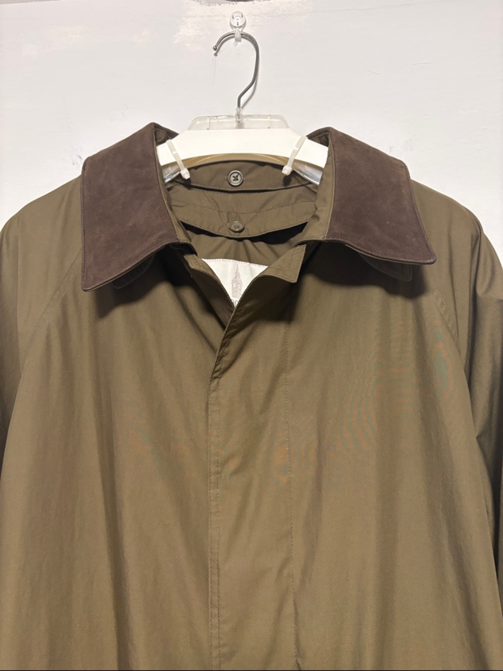 LONDON FOG Men’s Trench Coat Long Belted Suede Collar - Picture 10 of 12